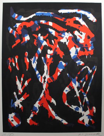 A.R. Penck - o.T. (blau-weiß-rot-schwarz)
